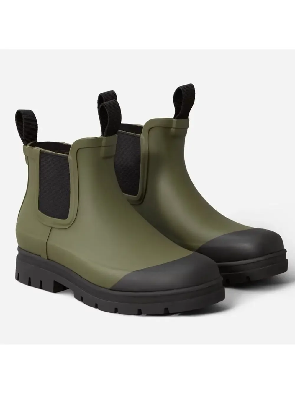 Everlane Forest Green Chelsea Rain Boots Size 5 Waterproof Lug Sole NWOB
